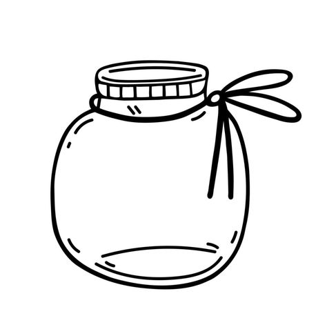 Simple Jar Drawing, Glass Jar Drawing, Jar Doodle, Jar Outline, Candle Doodle, Mason Jar Clip Art, Jar Drawing, Jar Illustration, Logo Apps