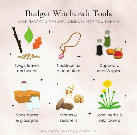 Cheap Witchcraft Supplies, Folk Magic Spells, Budget Witchcraft, Witchcraft Tools, Witchcraft Diy, Spells Magic, Witch Tools, Witch Tips, Jar Spells