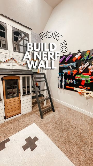 Nerf Fun Wall, Peg Board Nerf Wall Diy, Peg Board Kids Room, Pegboard Nerf Wall, Peg Board Nerf Wall, Nerf Pegboard Wall, Nerf Wall Storage, Nerf Wall, Nerf Storage Ideas