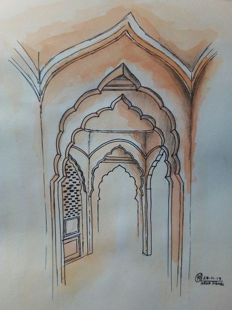 Inside Hawa Mahal Hawa Mahal Sketch, Hawa Mahal, Drawing Quotes, Mood Board, Sketch, Humanoid Sketch, Drawings, Quotes, Quick Saves