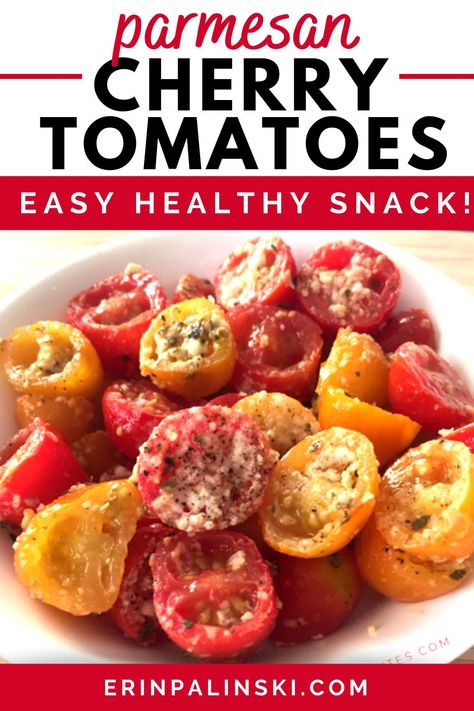 Healthy Tomato Snack Ideas, What To Make With Fresh Cherry Tomatoes, Snacking Tomato Recipes, Low Carb Cherry Tomato Recipes, Snacks With Tomatoes, Baking Cherry Tomatoes, Snack Ideas With Tomatoes, Sides With Cherry Tomatoes, Medley Tomatoes Recipes