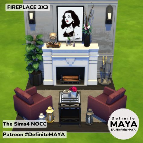 Fireplace Nook, Sims Interior, Sims 4 House Building, Sims Ideas, Lounge Ideas, Sims House Design, Los Sims, House Building, Sims 4 Build