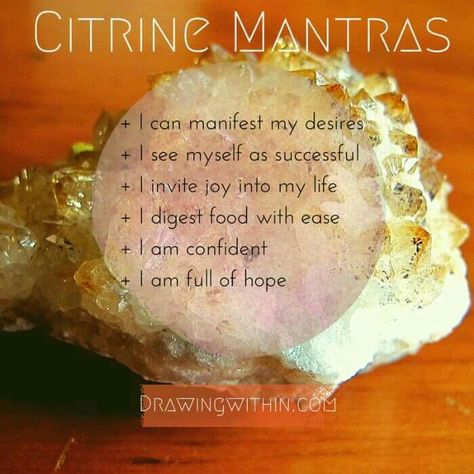 Citrine mantras Citrine Affirmation, Aries Spring, Abundance Manifestation, Spiritual Crystals, Crystal Therapy, Crystal Healing Stones, Crystal Magic, Tarot Readings, Citrine Stone