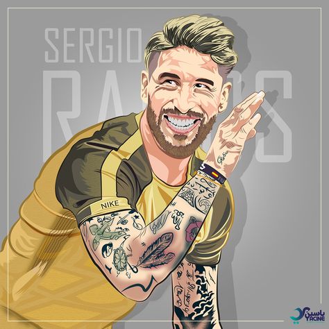 Sergio Ramos Drawing, Real Madrid Football Club, Football Artwork, Madrid Football, Football Illustration, Real Madrid Football, Real Madrid Players, Athletic Club, Juventus Fc