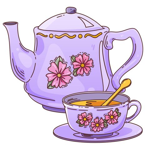 Tea Set Flowers Clipart Teapot Clipart, Tea Clipart, Tea Tag, Flowers Clipart, Tea Cosy, Dream Room Inspiration, Free Vectors, The Tea, Dream Room