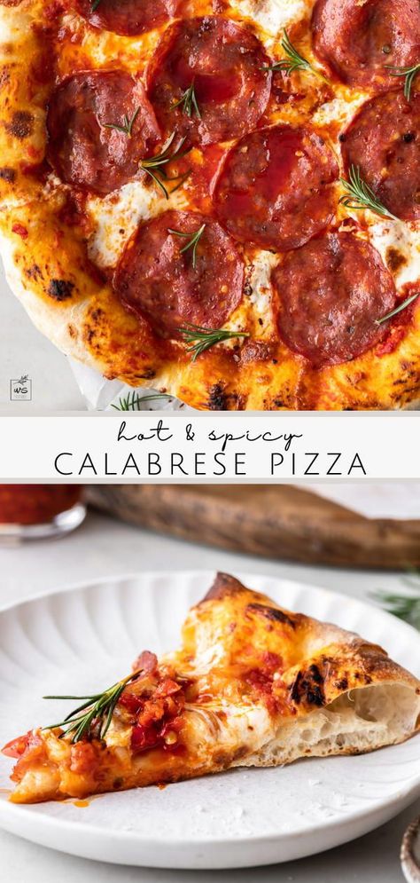 Salami Flatbread Pizza, Spicy Pizza Recipes, Calabrian Pizza, Calabrese Pizza, Fancy Pizza, Pizza Oven Recipes, Spicy Pizza, Salami Pizza, Brazilian Recipes