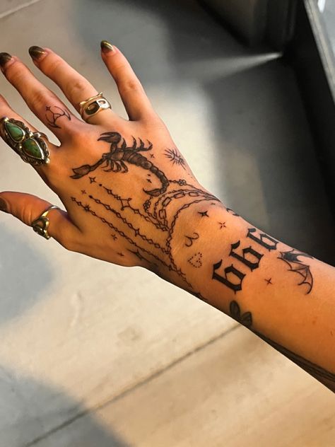 scorpion and bat hand tattoo customized for me Scorpion On Hand Tattoo, Scorpion Woman Tattoo, Scorpion Hand Tattoo Women, Scorpio Sleeve Tattoo Women, Scorpio Hand Tattoos For Women, Scorpion Tattoo Hand, Scorpio Hand Tattoo, Bat Hand Tattoo, Scorpion Hand Tattoo