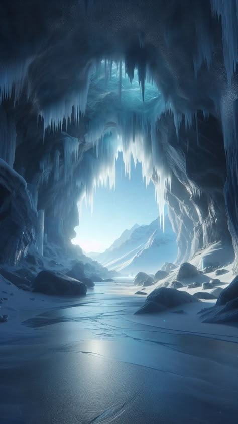 Fantasy Ice Mountain, Snowy Environment Concept Art, Fantasy Ice Landscape, Snow Concept Art, Character Background Ideas, Ice Pirates, Frozen City, Ice Village, Fantasy Planets