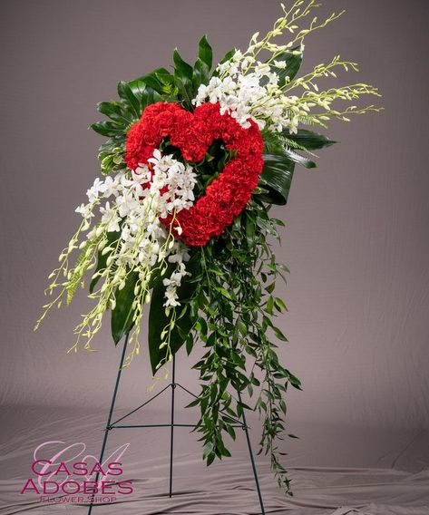 Tucson Sympathy Sprays | Casas Adobes Flower Shops Mens Sympathy Flowers, Sympathy Bouquets, Standing Spray, White Dendrobium Orchids, Sympathy Floral, Sympathy Arrangements, Flowers For Mom, Altar Flowers, Casket Sprays