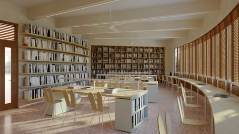 INTERNATIONAL SCHOOL, BHUMIPUTRA ARCHITECTURE on Behance Private School Interior Design, Library Seating, School Places, School Library Design, School Building Design, High School Library, Library Architecture, School Interior, H Design