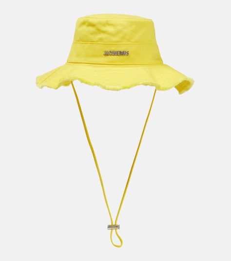 Le Bob Artichaut Bucket Hat in Yellow - Jacquemus | Mytheresa Bob Jacquemus, Black Bucket Hats, Yellow Bucket Hat, Bucket Hat White, Yellow Accessories, Black Bucket, Bucket Hat Black, Yellow Hat, Shades Of Yellow