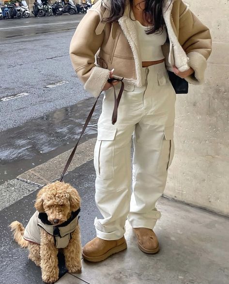 Beige Aviator Jacket Outfit, Cream Aviator Jacket Outfit, Beige Sherpa Jacket Outfit, Beige Fur Jacket Outfit, Beige Biker Jacket Outfit, Cropped Teddy Jacket Outfit, Beige Leather Jacket Outfit, Beige Jacket Outfit, Beige Streetwear