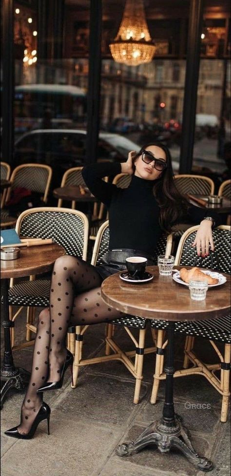 Dot Tights Outfit, Polka Dot Tights Outfit, Classy Gloves, Black Tights Outfit, Polka Dot Tights, Classy Aesthetic, Fabulous Clothes, Fashion Tights, Causual Outfits