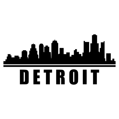 Detroit Skyline Illustrated On White Background Detroit Skyline Silhouette, Detroit Skyline Tattoo, Detroit Illustration, Detroit Tattoo Ideas, Detroit Tattoo, Detroit Pizza, Skyline Logo, Michigan Detroit, Skyline Tattoo