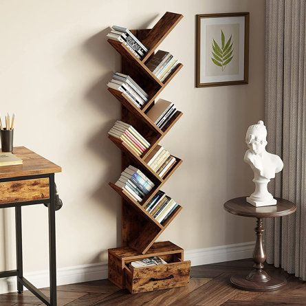 Shelf Tree, Tree Bookcase, Tree Bookshelf, Storage Bookcase, Wooden Drawer, Wooden Drawers, Creative Storage, Unique Trees, Bookcase Storage