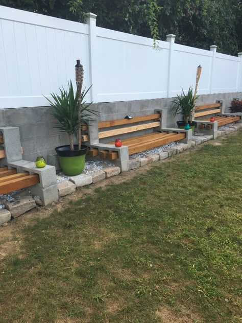 Trees Landscaping, Wooden Benches, Yard Ideas Backyard, Landscaping Inspiration, Grasses Landscaping, Landscaping With Large Rocks, Rock Garden Landscaping, Diy Backyard Landscaping, Cinder Block