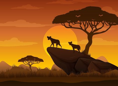 African Landscape Drawing, Savana Landscape, Land Scape Drawing, African Tree Silhouette, Savanna Tree, Africa Trees, Africa Drawing, Typography Book Cover, Desert Drawing