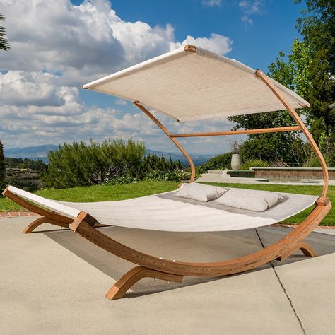 Amazon.com: Outdoor Patio Lounge Daybed Hammock w/ Adjustable Shade Canopy: Patio, Lawn & Garden Larch Wood, Bantal Sofa, Outdoor Daybed, Shade Canopy, Covered Pergola, Casa Exterior, Patio Lounge, Outdoor Wood, Patio Ideas