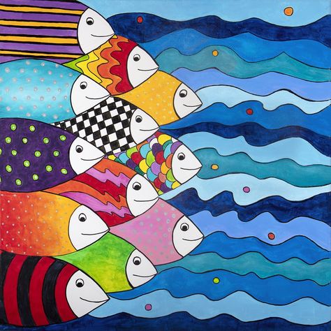 Whimsical Fish, Fish Gallery, Painting Fish, Whimsical Home Decor, Art Whimsical, Whimsical Home, Fish Swimming, Fish Patterns, Fish Art