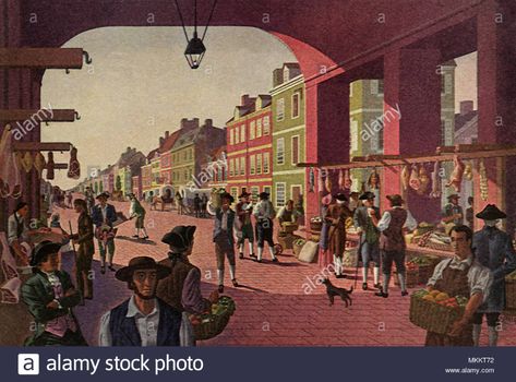 Colonial Market Scene. Philadelphia. Stock Photo Colonial Philadelphia, Market Scene, Large Picture, World History, Gifts In A Mug, Art Reproductions, Photographic Print, Philadelphia, Stock Photography