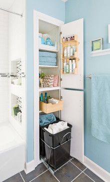 Bathroom Design Ideas Makeover Kamar Mandi, Smart Bathroom, Bathroom Closet, Bad Inspiration, Small Bathroom Makeover, Shower Niche, Small Bathroom Storage, Bathroom Redo, Traditional Bathroom