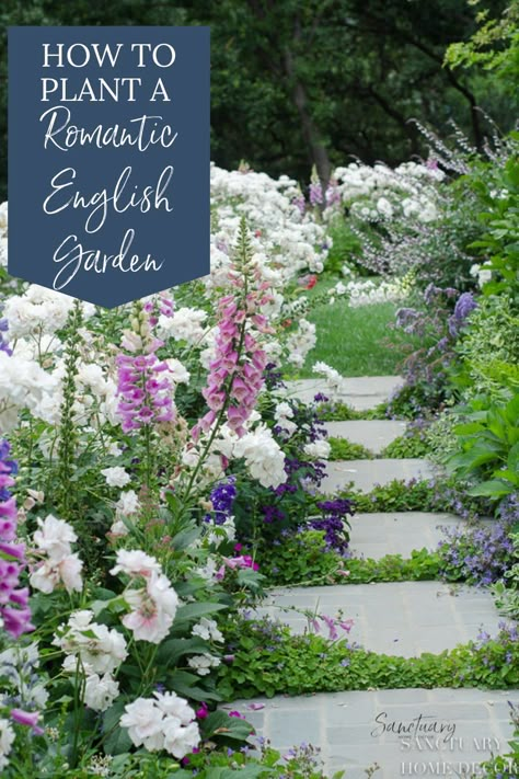 Have you dreamed about planting an English Garden? Today I'll share you how we built our Romantic English Garden. Learn all of the tips and tricks to this amazing build. Here you'll find resources to help you tranform your graden a beautiful romantic english garden. Save this to your board for later. English Garden Inspired Backyard, Natural English Garden, Country Romance Garden, Whimsical English Garden, European Cottage Garden, English Style Garden Backyards, English Patio Garden, British Gardens English Country, British Country Garden