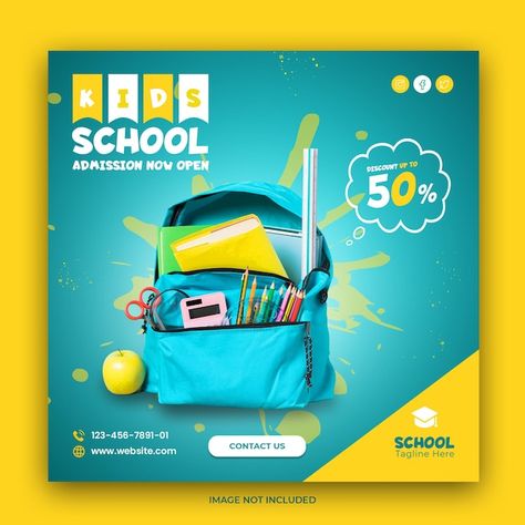 School Campaign Ideas, Free Printable Stationery, Social Media Advertising Design, About School, Preschool Writing, Flyer Design Inspiration, Back To School Backpacks, School Admissions, Printable Stationery