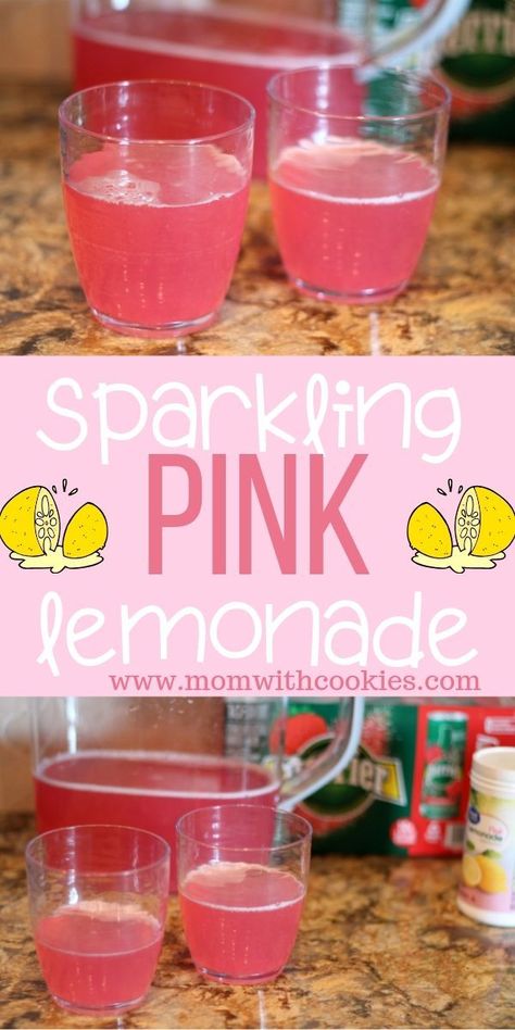 Pink Party Drinks, Sparkling Pink Lemonade, Gender Reveal Drinks, Pink Lemonade Punch, Pink Party Punches, Pink Lemonade Recipes, Lemonade Punch, Pink Lemonade Party, Sparkling Lemonade