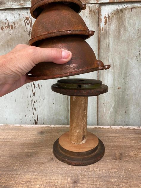 DIY Dollar Tree Rusty Funnel Tree - The Shabby Tree Funnel Christmas Trees, Funnel Tree, Primitive Farmhouse Decor, Christmas Craft Show, The Shabby Tree, Shabby Tree, Christmas Decorations Garland, Dollar Store Hacks, Cone Christmas Trees