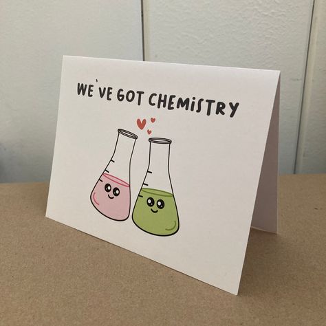 Chemistry Love Art, Chemistry Valentines Cards, Science Valentines Cards, Cute Greeting Card Ideas, Cute Cards For Boyfriend Creative, Anniversary List, Quotes On Teachers Day, Chemistry Love, Mini Greeting Cards