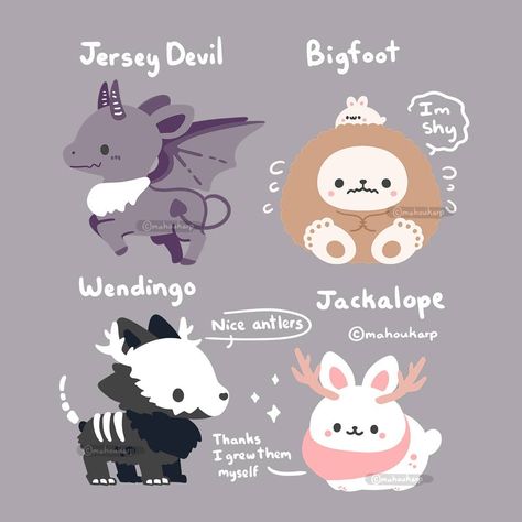 Norin N. on Instagram: “Some cryptids” Mythical Creatures Drawings, Cute Kawaii Animals, Different Birds, Cute Fantasy Creatures, Cute Animal Drawings Kawaii, Creature Drawings, 캐릭터 드로잉, Cute Doodles Drawings, Cute Kawaii Drawings