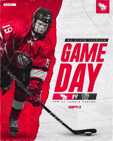 College Sports Graphics, Gameday Sports, Hockey Posters, Sports Design Ideas, Marketing Graphics, Nhl Games, Sports Marketing, Baseball Boys, Hockey Games