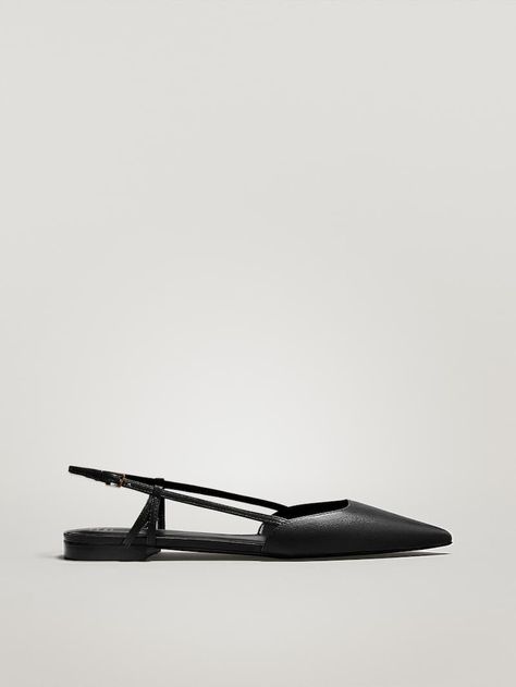 Massimo Dutti Flat Slingback Shoes with Buckle in BlackLeatherPointed toeMetal buckleLogo on Flat Slingback Shoes, Massimo Dutti Shoes, Popular Sandals, Pointed Flats Shoes, Pointy Flats, Minimalist Fashion Women, Fashion Shoes Sandals, Fab Shoes, Flat Dress Shoes