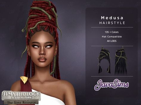 Sims 4 Medusa Tattoo, Doux Medusa Hair Sims 4 Cc, Sims 4 Medusa, Medusa Hairstyle, Sims 4 Guide, Medusa Hair, Oscar Hairstyles, Sims 4 Tattoos, Sims 4 Cas Mods