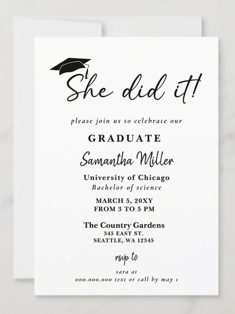 $2.80 | Modern Minimalist Photo She Did It Graduation Invitation ⭐️
Modern Minimalist Photo She Did It Graduation
#graduation #graduationparty #highschool #college #university #simple #minimalist #classy #shedidit #photograduationinvitation
// High school graduation invitations // Graduation invitation card design // Grad invite ideas // College graduation announcements // Graduation party invitation ideas //
#graduationinvitations #love #photography #graduationday #graduate #laurea #grad #ad Graduation Invitation Card Design, Graduation Party Invitation Ideas, Grad Invite Ideas, Graduation Invitation Ideas, She Did It Graduation, High School Graduation Invitations, Graduation Invitation Design, Party Invitation Ideas, Invitations Graduation