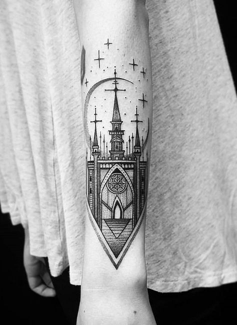 Castle forearm tattoo - 110+ Awesome Forearm Tattoos  <3 <3 Castle Tattoo, Kunst Tattoos, Tattoos Mandala, Forarm Tattoos, Tattoos Geometric, Full Sleeve Tattoos, Unique Tattoo, Great Tattoos, Forearm Tattoo Men