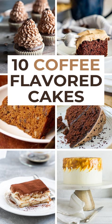 10 delicious coffee flavored cake recipes to bake for the coffee lover in your life. From mocha cake to coffee cookies and mocha cupcakes, these delicous coffee cake recipes are easy to make at home | Coffee recipes | Cooking with coffee Mocha Espresso Cake, Recipes Using Coffee Extract, Coffee Flavor Cake, Coffee Flavoured Cake, Cake Recipes Coffee, Chocolate Espresso Cake Recipe, Coffee Flavored Cake, Espresso Cake Recipe, Mocha Muffins