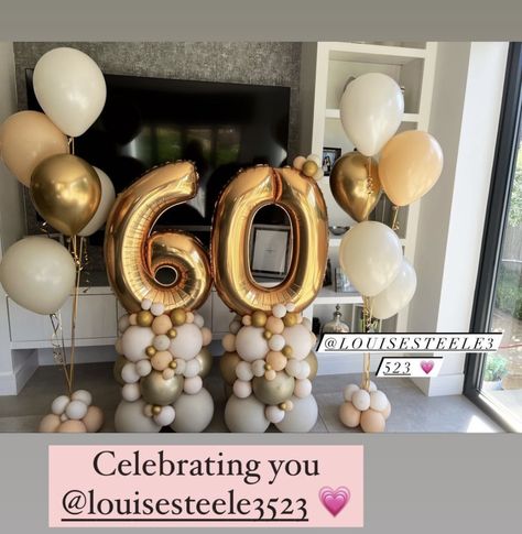 Her 60th Birthday Party Ideas, 61 Birthday Ideas For Mom, Birthday Decorations 60th Decor, 60th Bday Decor, 60th Birthday Party At Home, 60th Birthday Balloon Ideas, 60 Birthday Balloons, 60th Birthday Brunch Ideas For Mom, 62 Birthday Ideas For Mom