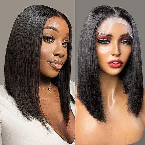 PRICES MAY VARY. 🎀 100% HUMAN HAIR WIG:Our Bob Wig Human Hair is Made by Unprocessed Real Brazilian Human Hair,Healthy, Soft and Full Until The Hair Wig End.180% density No Shedding No Smelling Breathable Lace Comfortable and Natraul. 🎀13x4 LACE FRONTAL WIGS BOB WIG HUMAN HAIR :13x4 HD Lace with Natural Baby Hair and Has Been Pre Plucked. 13x4 Transparent Lace is Perfectly Invisible to Skin. Can Be Part as You Will Middle Part or Side Part. 🎀BOB WIG AVANTAGE: Our 180 Densiry Bob Wig Human Hai Straight Short Bob, Wigs Bob, Straight Bob Wig, Wig Straight, Closure Wigs, Cheap Wigs, Virgin Hair Wigs, Short Human Hair Wigs, 100 Human Hair Wigs