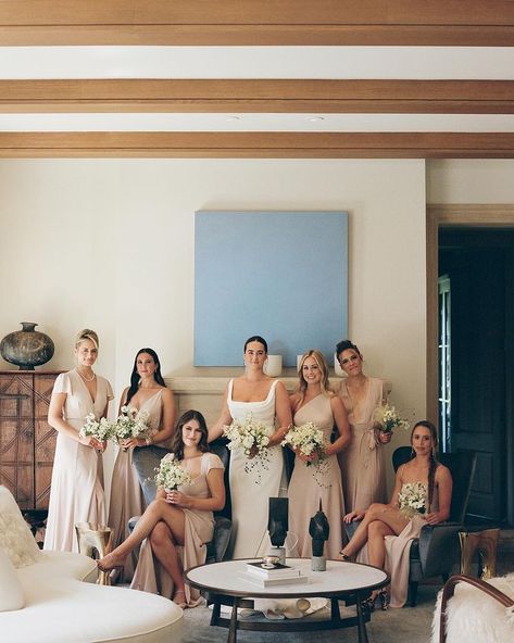 Destination Wedding Planner on Instagram: “Makena & her maids. The dusty rose dresses and petit bouquets made this bridal party feel perfectly polished. Photography…” Dusty Rose Dresses, Bridesmaid Dresses Color Palette, Wedding Reception Gowns, Unique Bridal Bouquets, Modern Wedding Bouquets, Bridal Gown Inspiration, Bridal Bouquet Summer, Colorful Wedding Bouquet, Lace Applique Wedding Dress