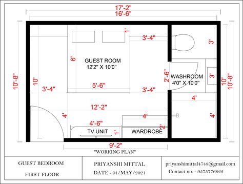 Guest Bedroom Dimensions, Guest Bedroom Plan, 2200 Sq Ft House Plans, Buddhist Pattern, Autocad Layout, Master Suite Floor Plan, Layout Bedroom, Small Room Layouts, Furniture Details Drawing