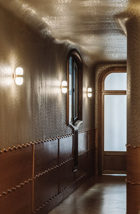 Mill Work, Paneled Walls, Millwork Details, Transitional Spaces, Corridor Design, Blackened Brass, Casa Batlló, Modern Western, Mallorca Spain