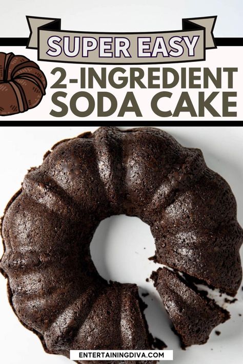 Super Easy 2-Ingredient Soda Cake | Easy Dessert Recipes Soda Cake Recipe 2 Ingredients, Soda Cake Recipe, 2 Ingredient Cakes, Cake Mix And Soda, Soda Cake, Quick Dessert Recipes, Quick Dessert, Lemon Cake Mixes, Decadent Chocolate Cake