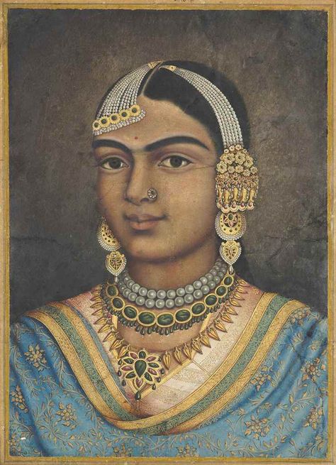 A PORTRAIT OF MAHARANI JODH BHAI MUGHAL INDIA, 19TH CENTURY Mughal Jewellery, Indian Portrait, Mughal Jewelry, Mughal Miniature Paintings, Jewelry Mood Board, Indian Traditional Paintings, Mughal Art Paintings, Indian Theme, Campaign Shoot