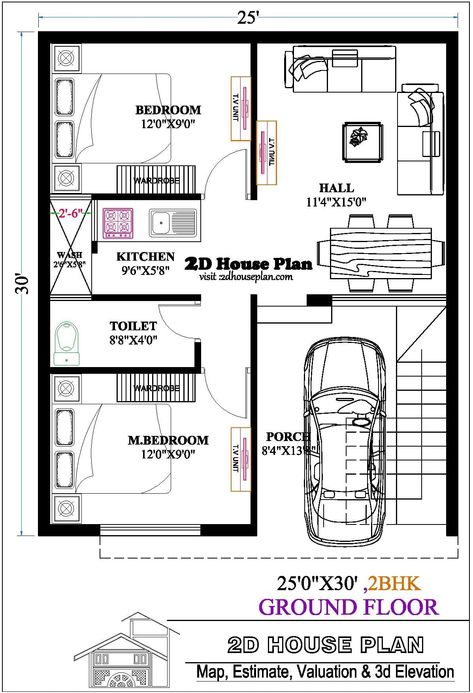 25 By 30 House Plans, 25 X 30 Floor Plan, 25×30 House Plan, 25x30 House Plans, 20×30 House Plan, Open Concept House Plans, House Pic, 20x40 House Plans, Plan Architecture