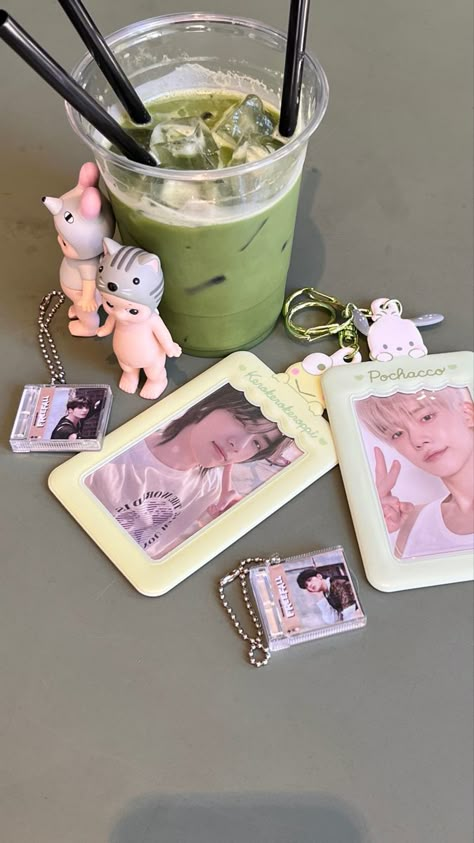 txt tomorrow x together choi yeonjun beomgyu kpop photocard photocards pc holder sanrio aesthetic matcha cafe inspo inspiration instagram Cutie Things Aesthetic, Fangirl Aesthetic Kpop, Kpop Aesthetic Instagram, Kpop Fan Aesthetic, Instagram Feed Ideas Aesthetic, Kpop Aesthetic Pics, Aesthetic Instagram Feed Ideas, Photocard Ideas, Photocard Aesthetic