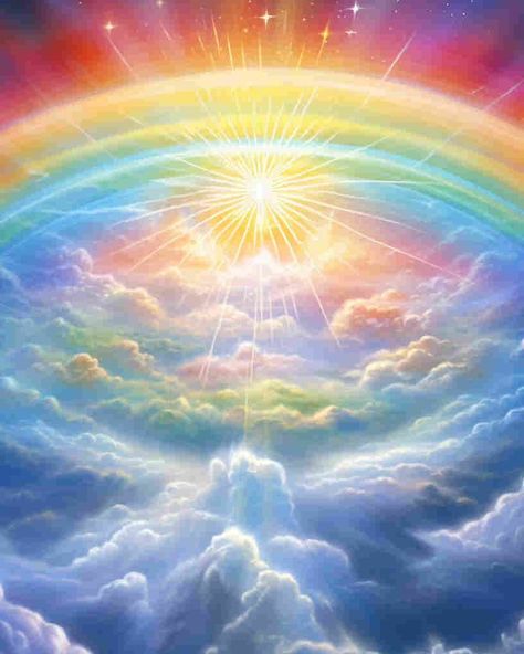 Rainbow cloud🌈｜original spiritual artwork 🧚🏻original AI art combine with spirituality 👉commercial use unavailable #healingart #spiritualart #spiritualawakenings #spiritualhealing #arthealing #aiartist Money Consciousness, Angel Reiki, Meditation Aesthetic, Galactic Federation, Element Air, Rainbow Warrior, Rainbow Clouds, Om Shanti, Heaven Art