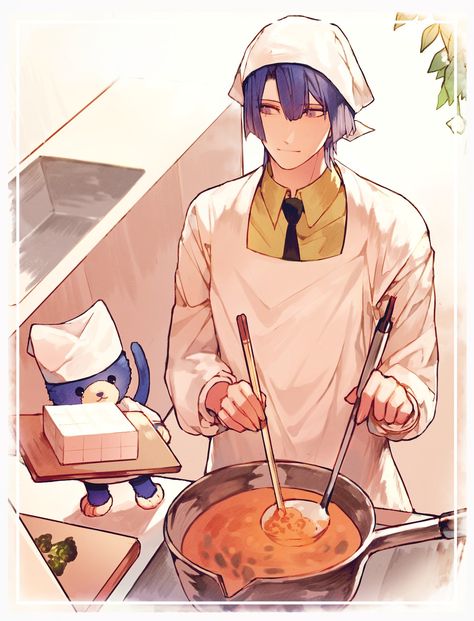 Kyaaa Kawaii Masato Hijirikawa Anime Chef Guy, Cooking Reference Pose, Cooking Poses Drawing, Cook Anime, Hijirikawa Masato, Masato Hijirikawa, Anime Cooking, Uta No Prince Sama, Little Angel