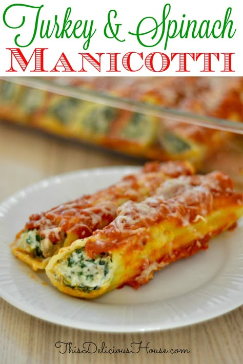 Spinach Manicotti Recipe, Manicotti Recipes, Ground Turkey Spinach, Italian Stuffed Shells, Spinach Manicotti, Cheese Manicotti, Turkey Spinach, Recipes Spinach, Vegetable Lasagne