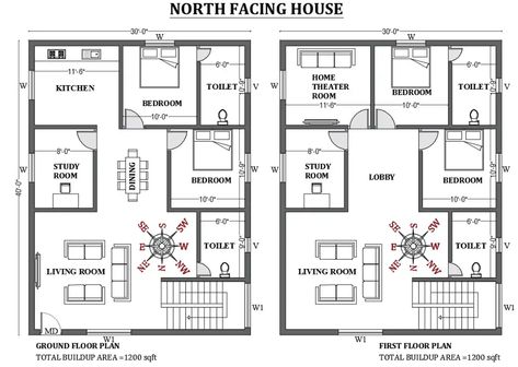 30'X40' North facing house plan is given as per vastu shastra .Download the 2D autocad drawing file. - Cadbull North West Facing House Plan, North Facing House Plan Vastu 30x40, 30 40 Duplex House Plans North Facing, Civil Plan Drawing, 30 40 North Facing House Plans, North Facing Duplex House Plans, 30x40 House Plans North Facing, 30 50 House Plans, North Facing Plan